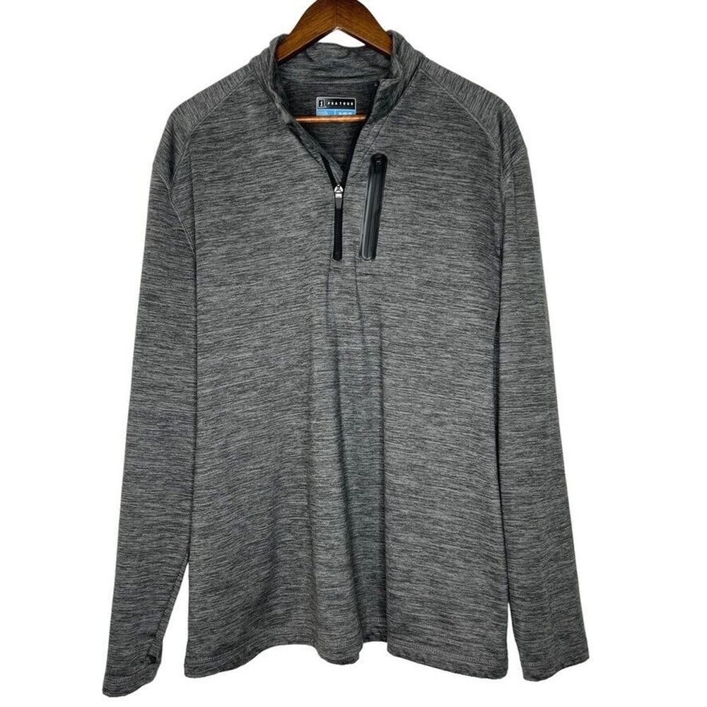 PGA Tour Gray Pullover Zipper Drawstring Closure Long Sleeve Jacket Size XL Men